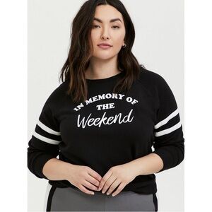 Torrid Black Weekend Fleece Raglan Football Crew Neck Sweatshirt